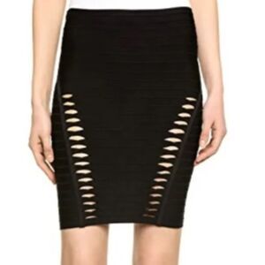 Herve Leger Haile Black Cutout Bandage Skirt XXS